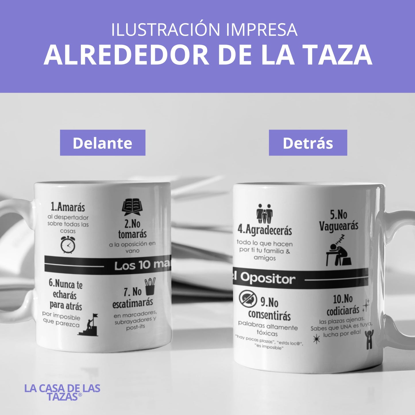 Taza “Mandamientos del Opositor” – Café sagrado para estudiar con fe