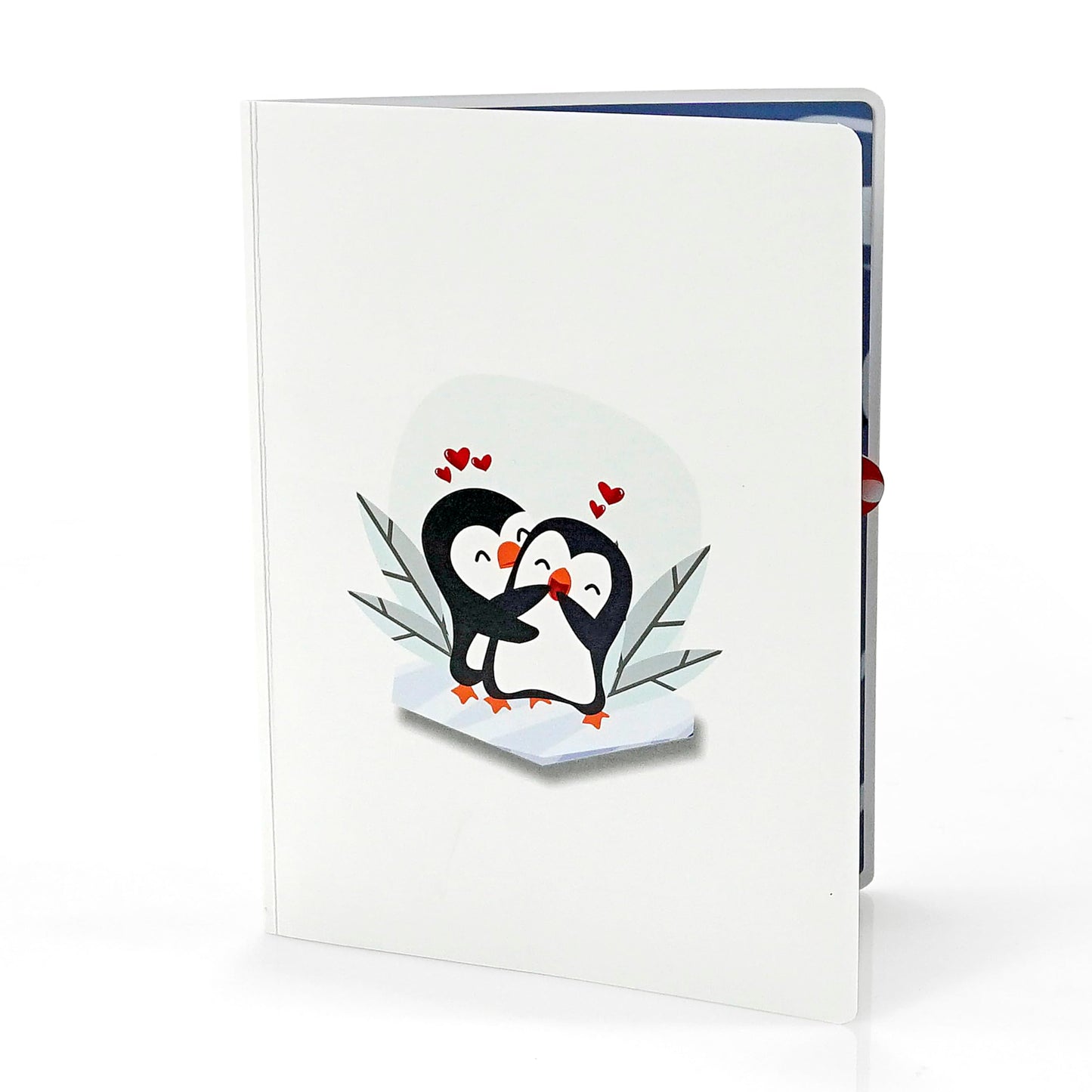 Tarjeta pingüinos 3D – Juntos, incluso en el hielo