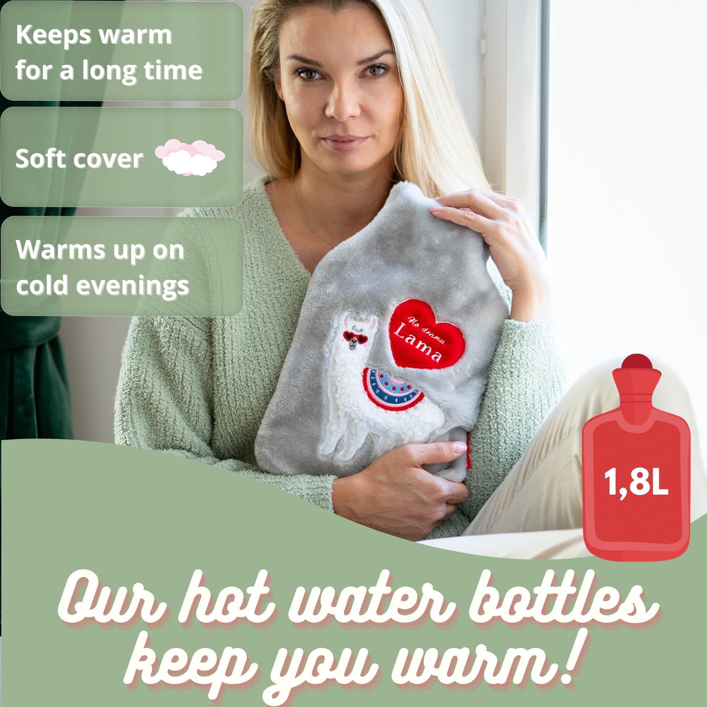 Bolsa de agua caliente llama – Calor suave en forma de abrazo