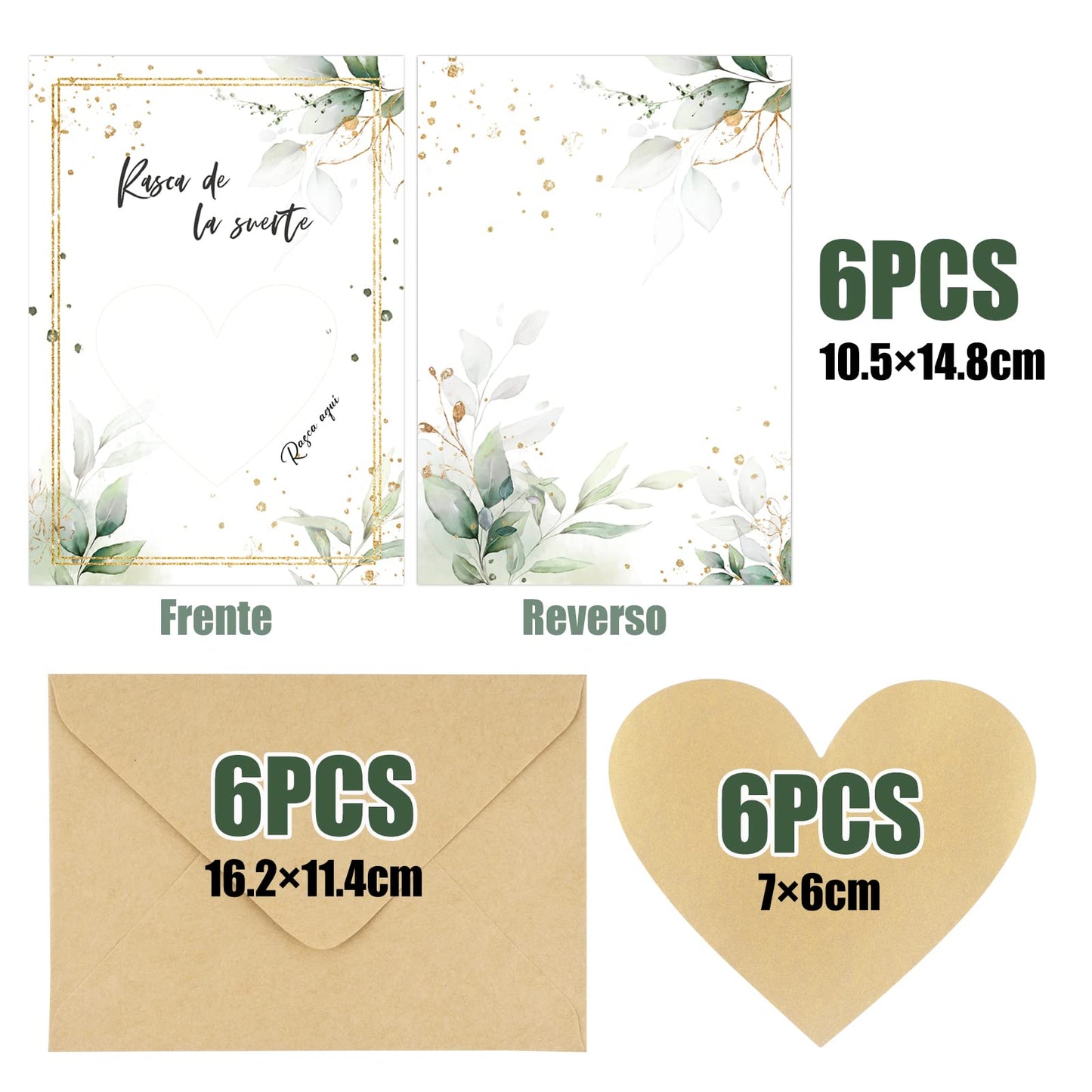 Tarjetas rasca con corazón dorado – Esconde tu mensaje y hazlo brillar