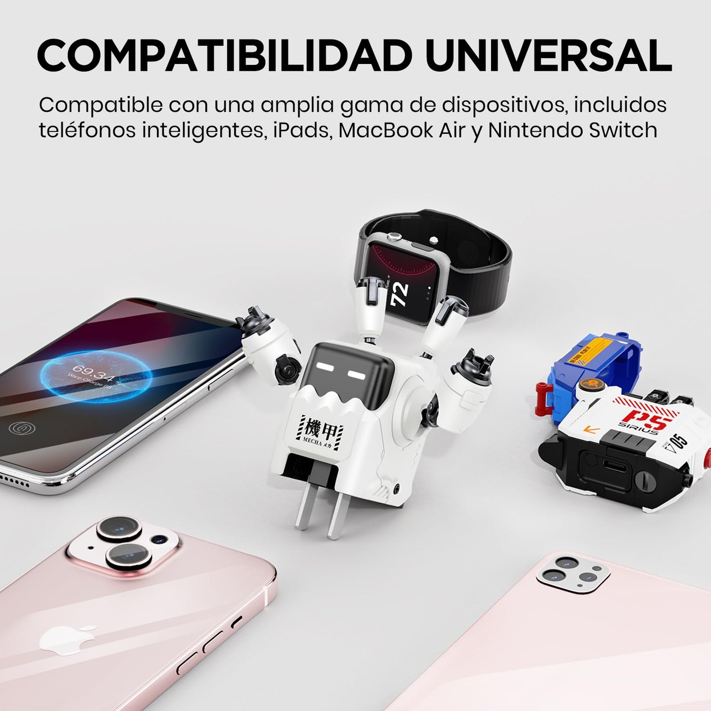 Cargador robot 35W – Enchufa, sonríe y carga dos a la vez