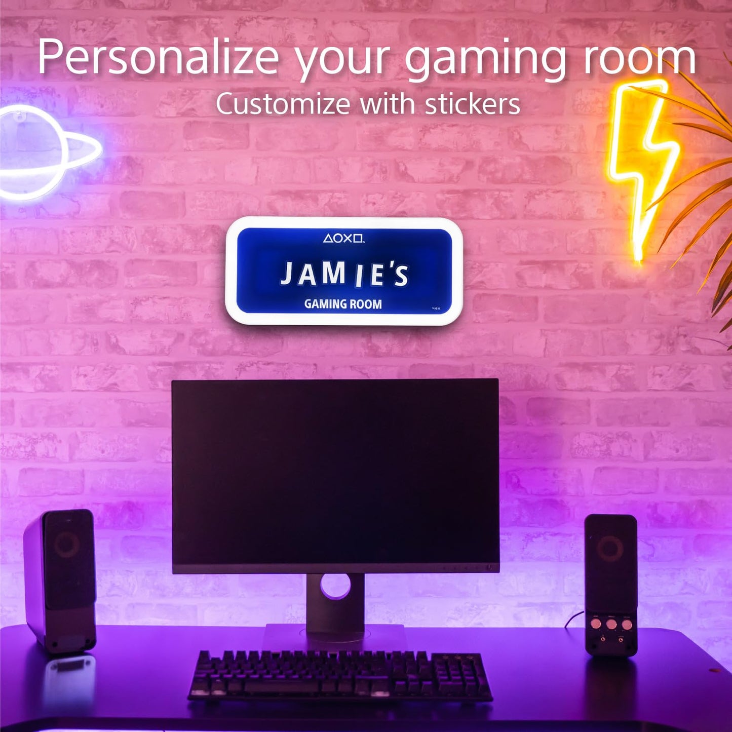 Letrero LED PlayStation personalizable – Tu nombre con luz gamer