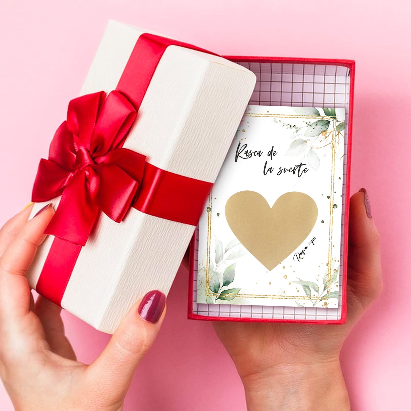 Tarjetas rasca con corazón dorado – Esconde tu mensaje y hazlo brillar