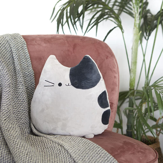 Cojín “Sweet Kitty” gris Balvi – Un minino que abraza tu espalda