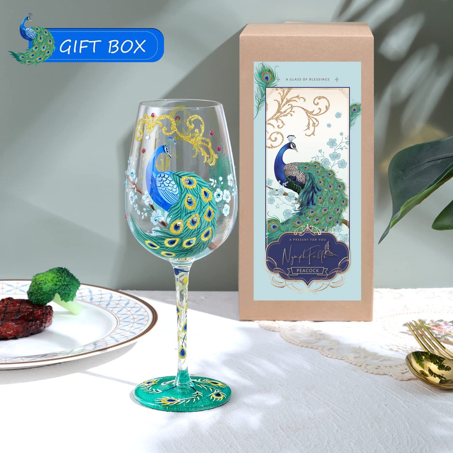Copa de vino pavo real – Un plumaje digno de brindar