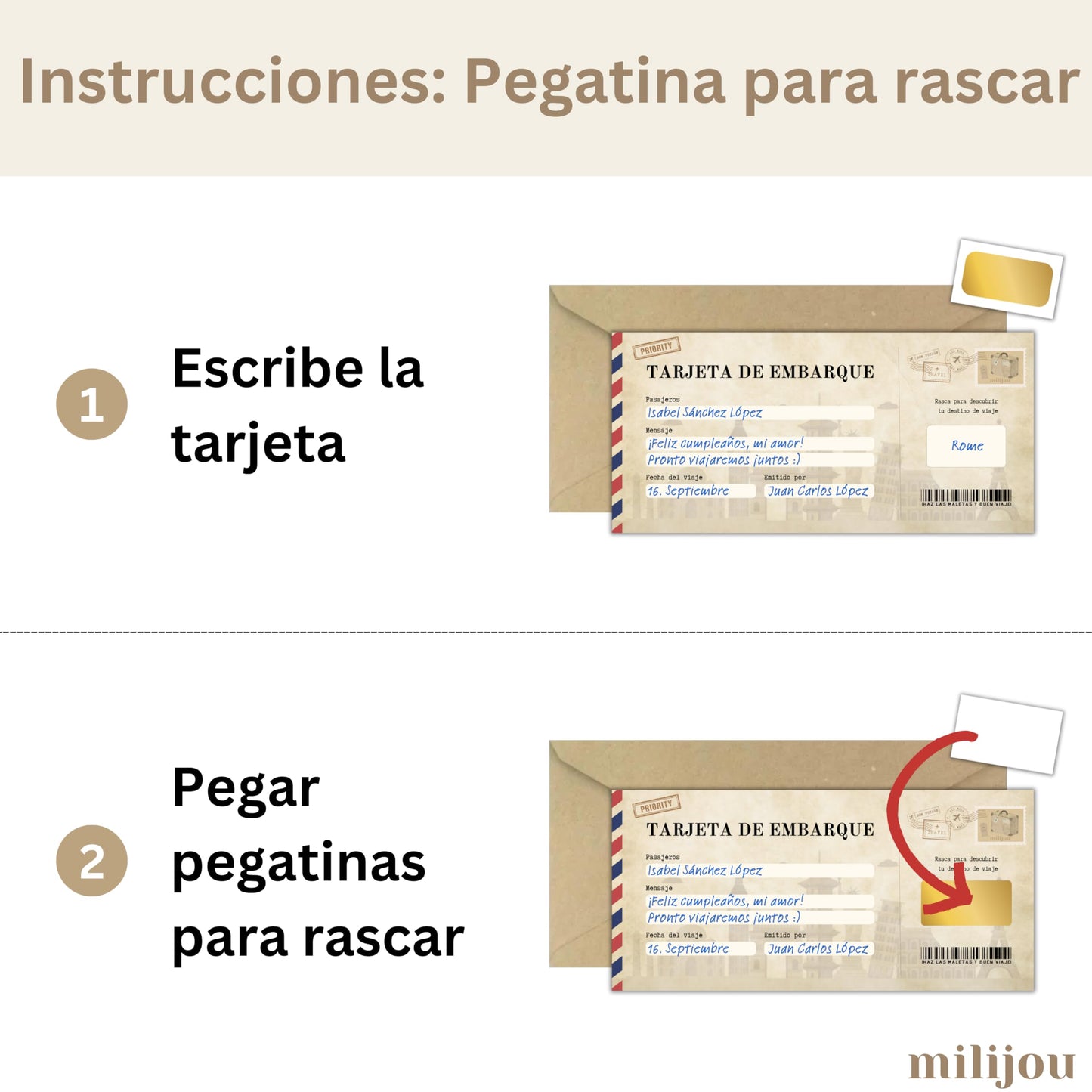 Tarjeta rasca viaje sorpresa – Para escapadas en pareja