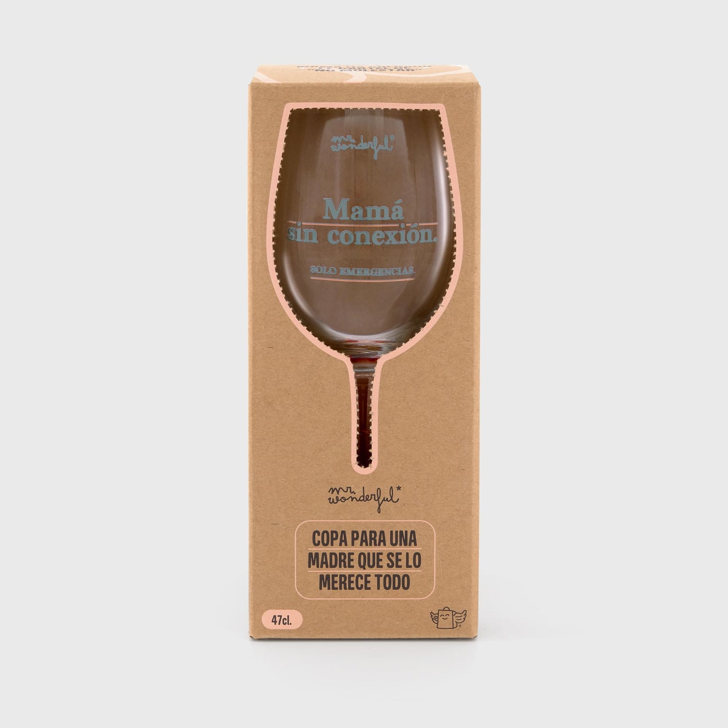 Mr.Wonderful - Copa de vino - Mamá sin conexión, Solo emergencias - Copa de vino de vidrio, con mensaje dirigido a madres - Capacidad: 47 cl - Regalo Día de la Madre