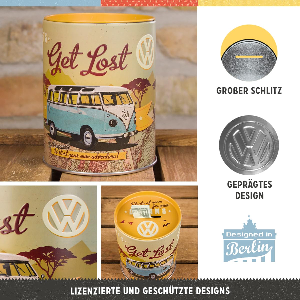 Hucha furgoneta vintage “Get Lost” – Ahorra para perderte