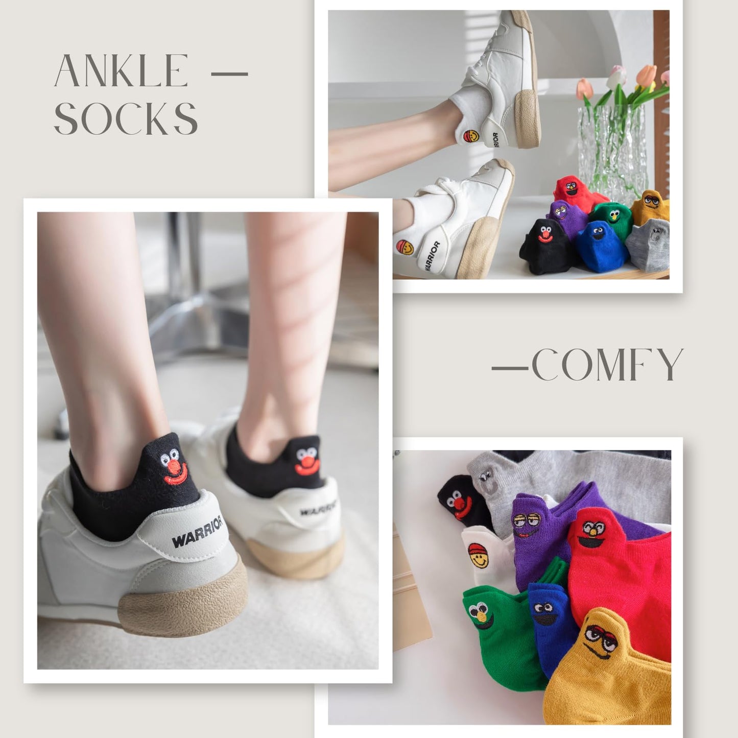 Pack de tobilleros con caras locas – Color, humor y actitud