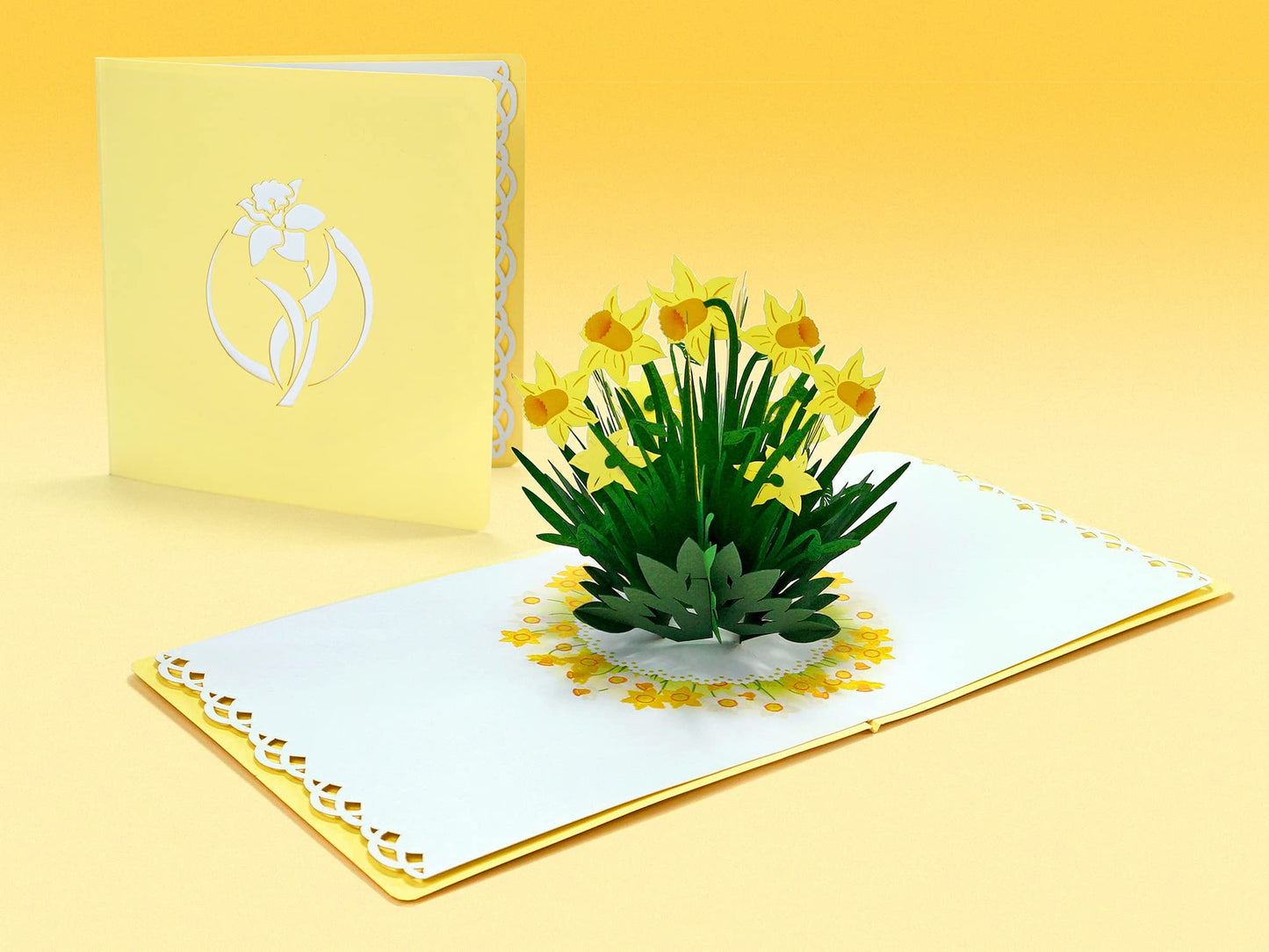 Tarjeta narciso 3D – Delicadeza en tres dimensiones