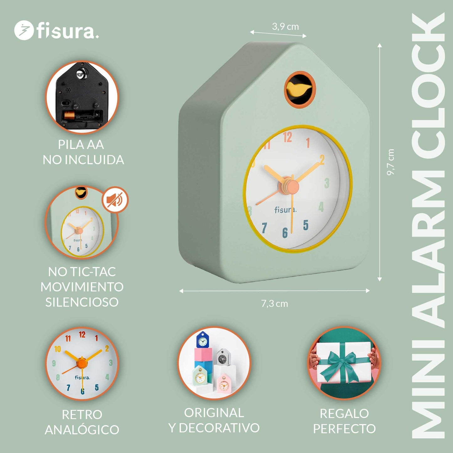 Despertador casita verde menta – Riiing para mañanas sin pereza