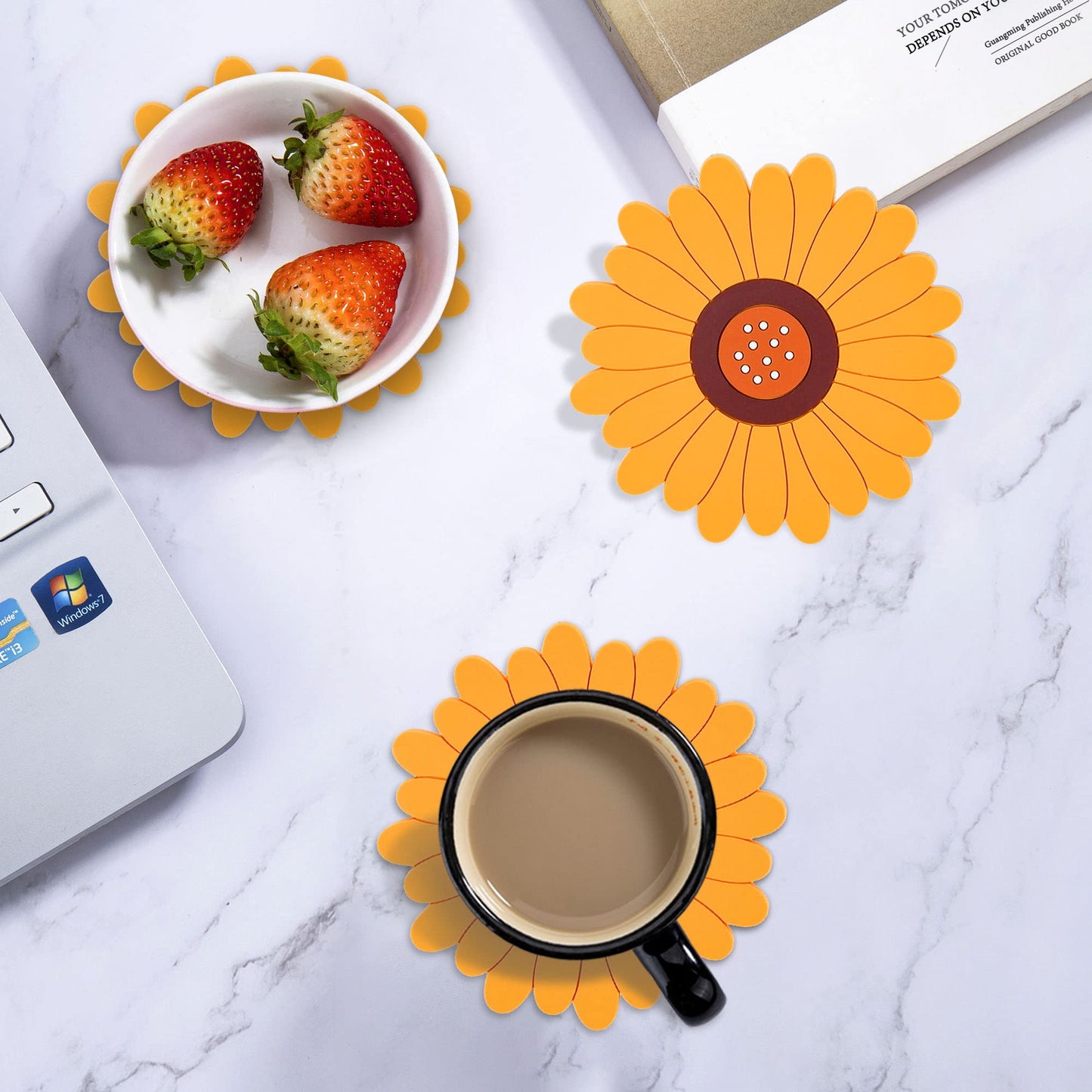 Juego de posavasos girasol – Flores que cuidan tu mesa
