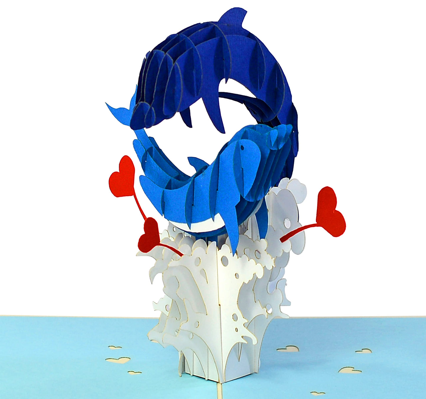 Tarjeta delfines 3D – Saltan juntos por vuestro amor