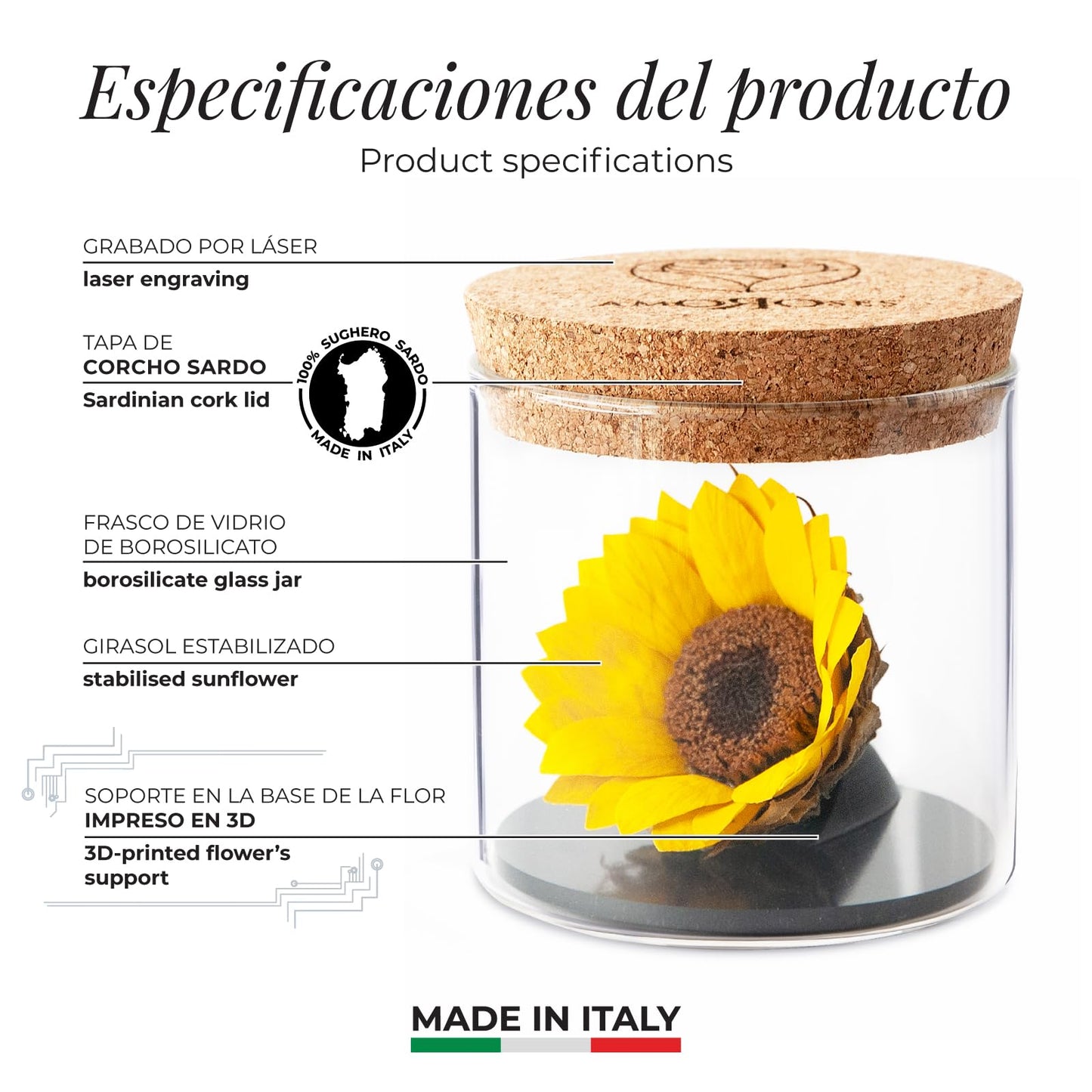 Girasol eterno – Flor natural estabilizada que no se marchita