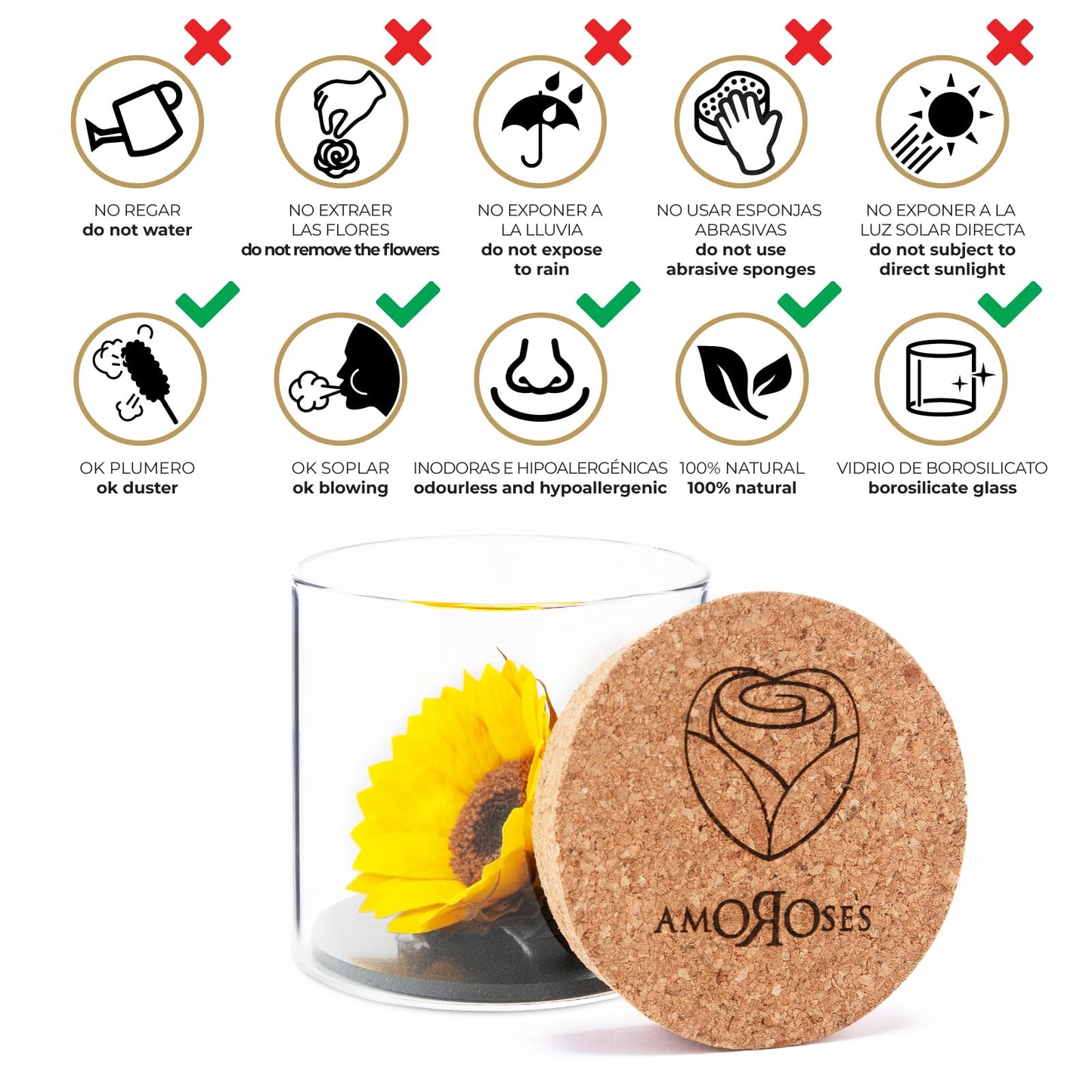 Girasol eterno – Flor natural estabilizada que no se marchita