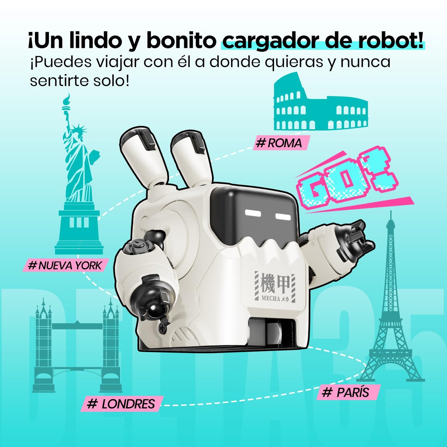 Cargador robot 35W – Enchufa, sonríe y carga dos a la vez