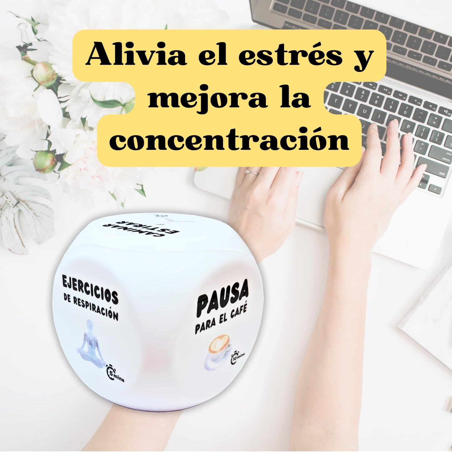 Cubo antiestrés oficina – Lanza, aprieta y respira