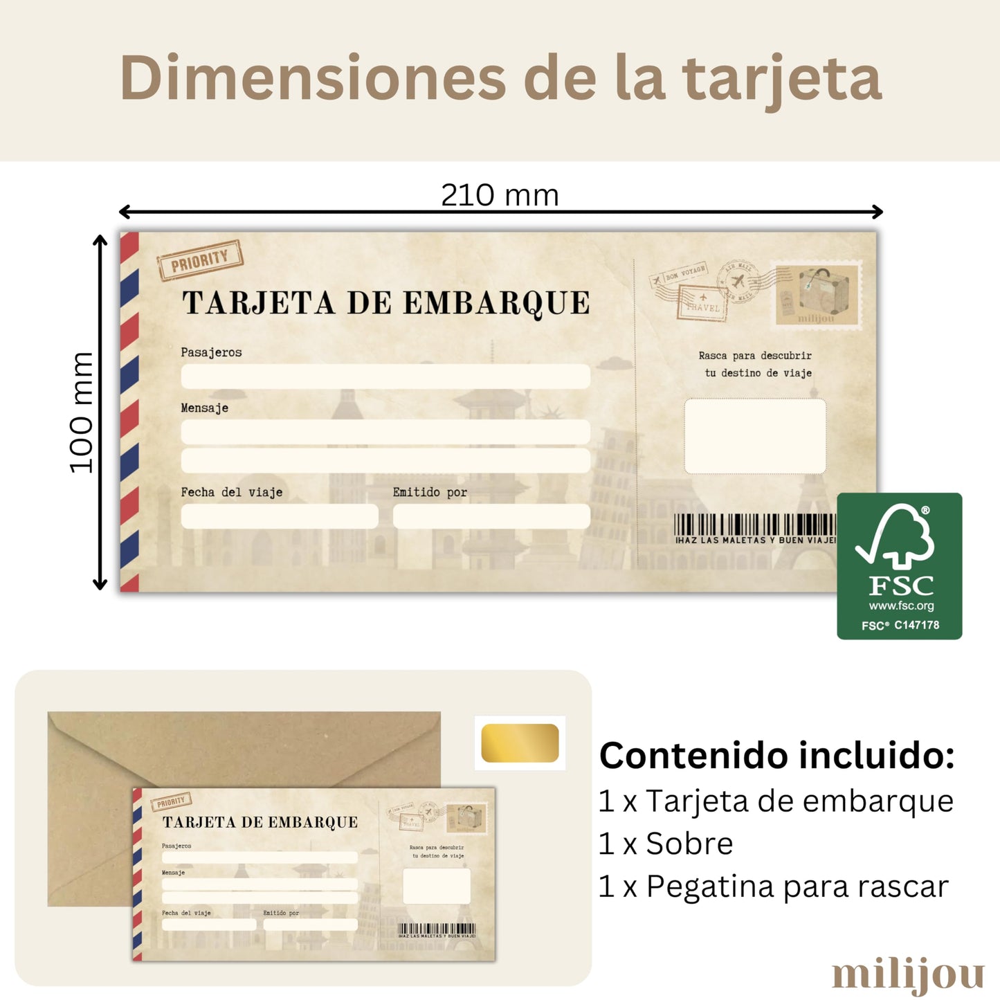 Tarjeta rasca viaje sorpresa – Para escapadas en pareja