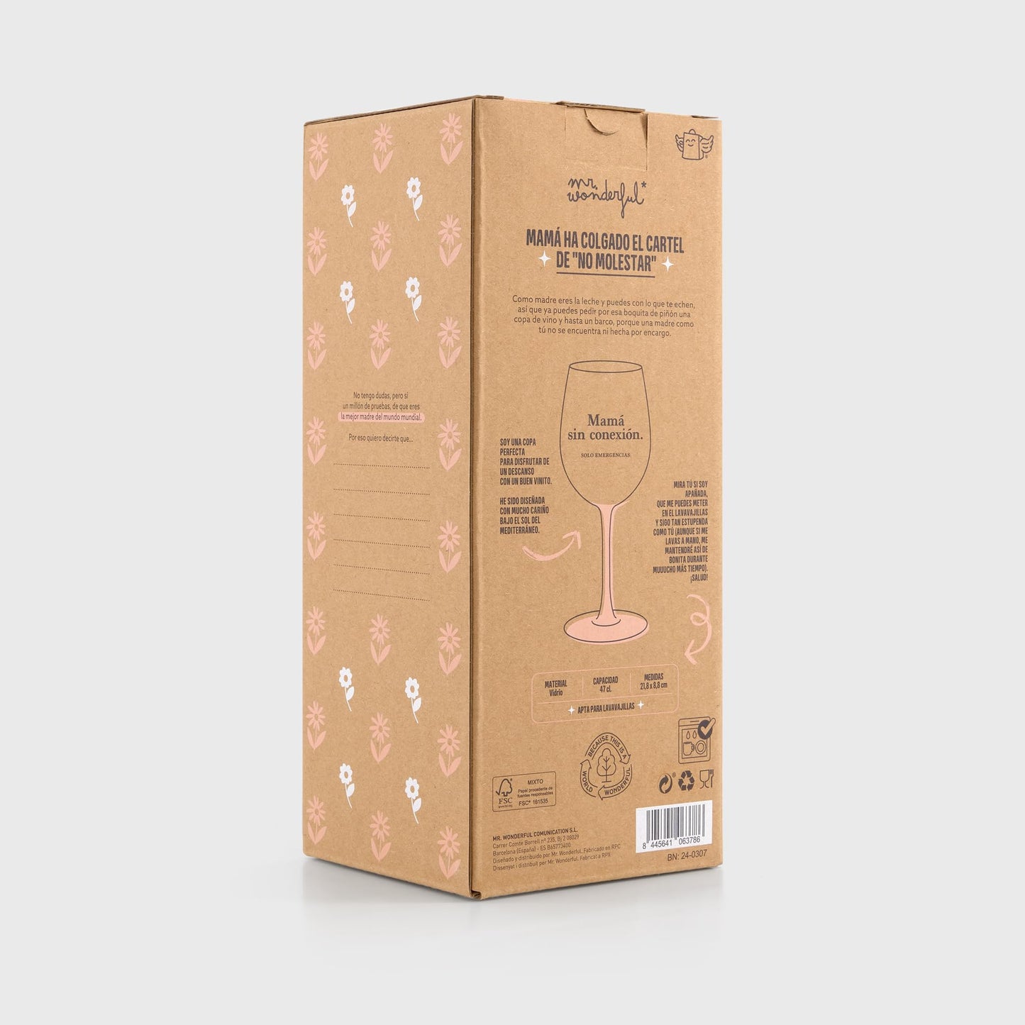 Mr.Wonderful - Copa de vino - Mamá sin conexión, Solo emergencias - Copa de vino de vidrio, con mensaje dirigido a madres - Capacidad: 47 cl - Regalo Día de la Madre
