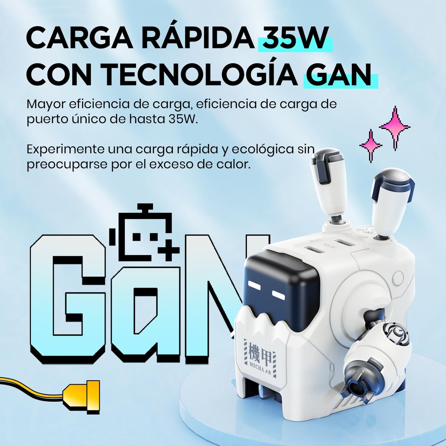 Cargador robot 35W – Enchufa, sonríe y carga dos a la vez
