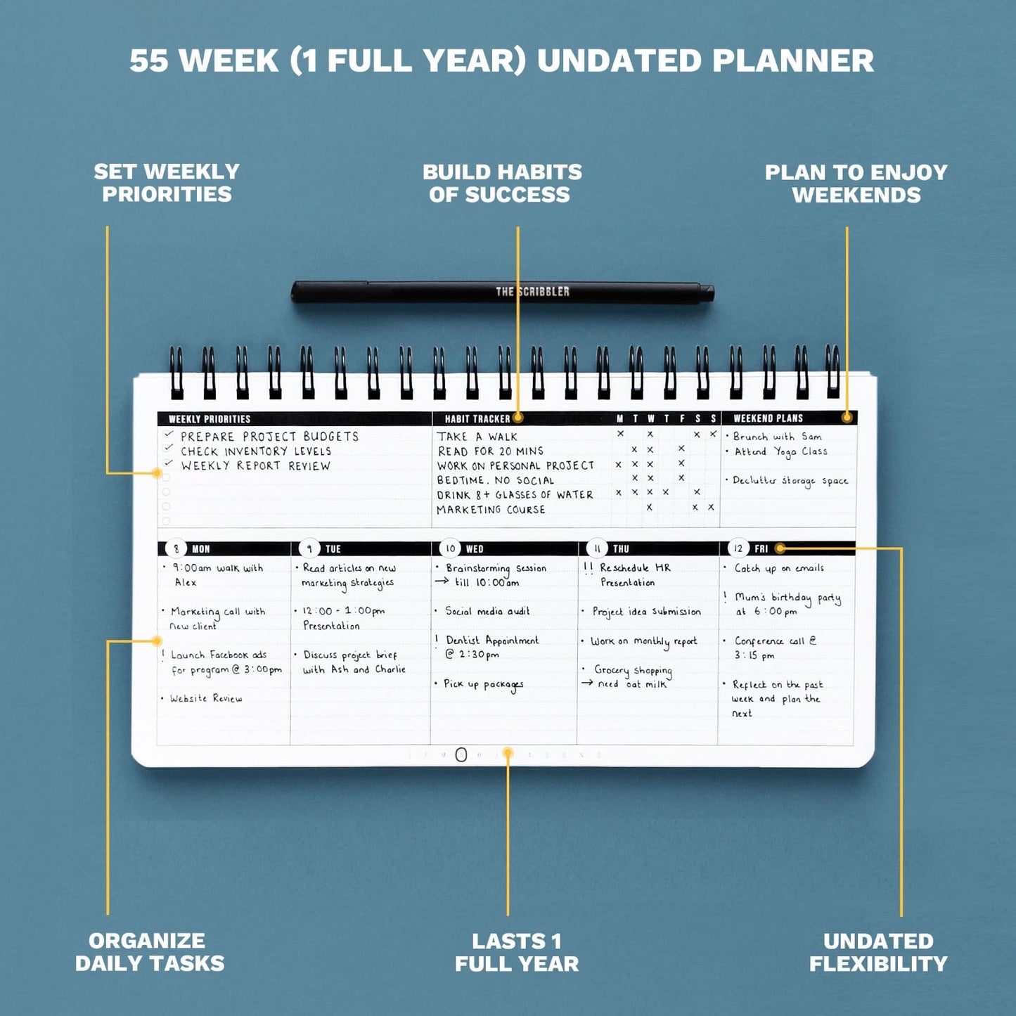 Planificador semanal sin fecha – Una hoja para conquistar tus semanas
