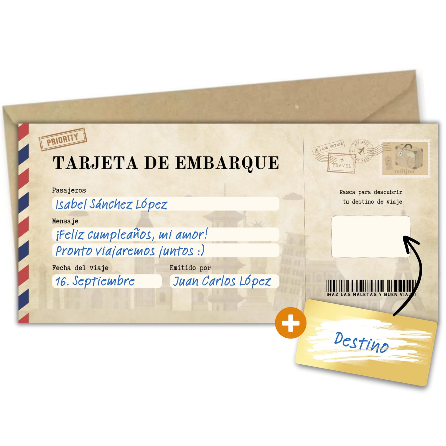 Tarjeta rasca viaje sorpresa – Para escapadas en pareja