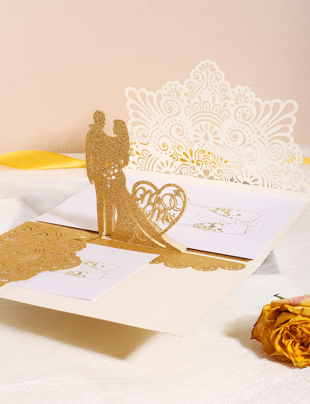 Tarjeta pop-up boda – El amor salta al abrirla