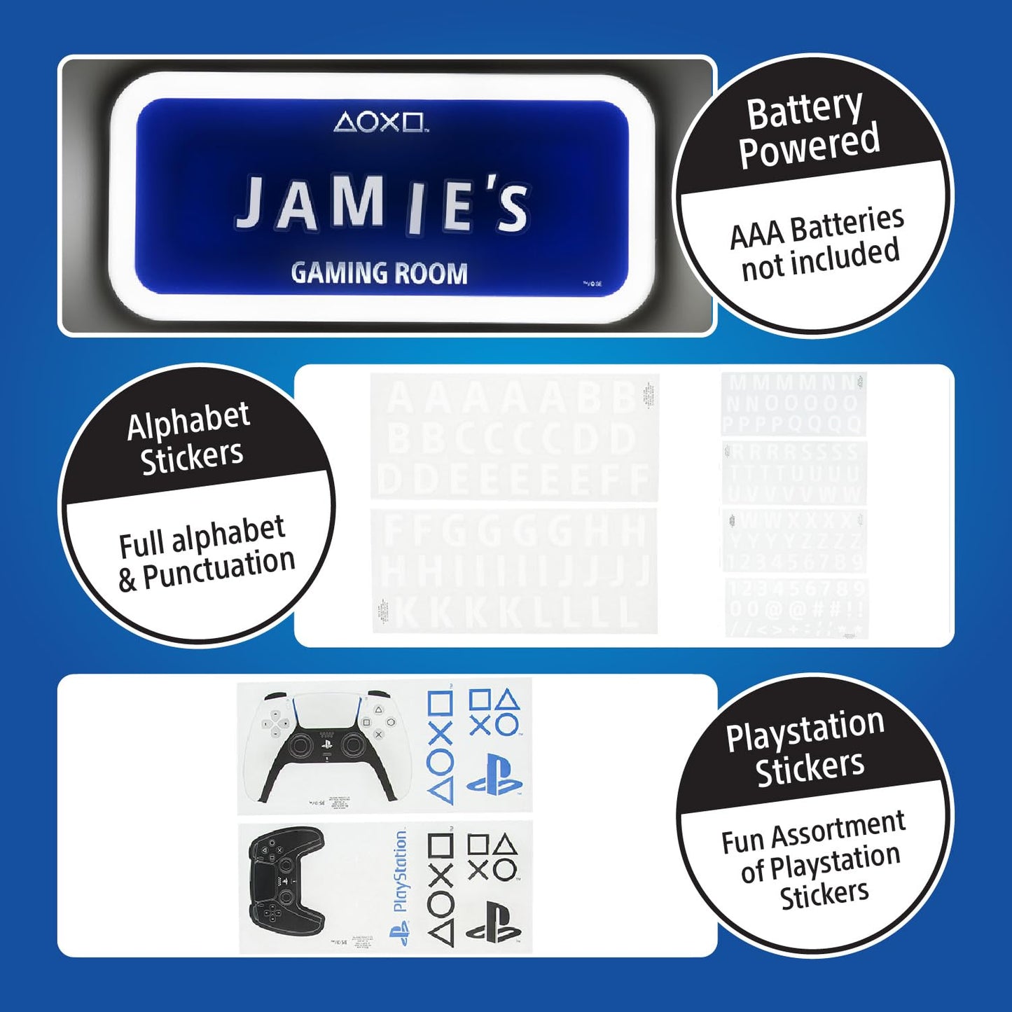 Letrero LED PlayStation personalizable – Tu nombre con luz gamer