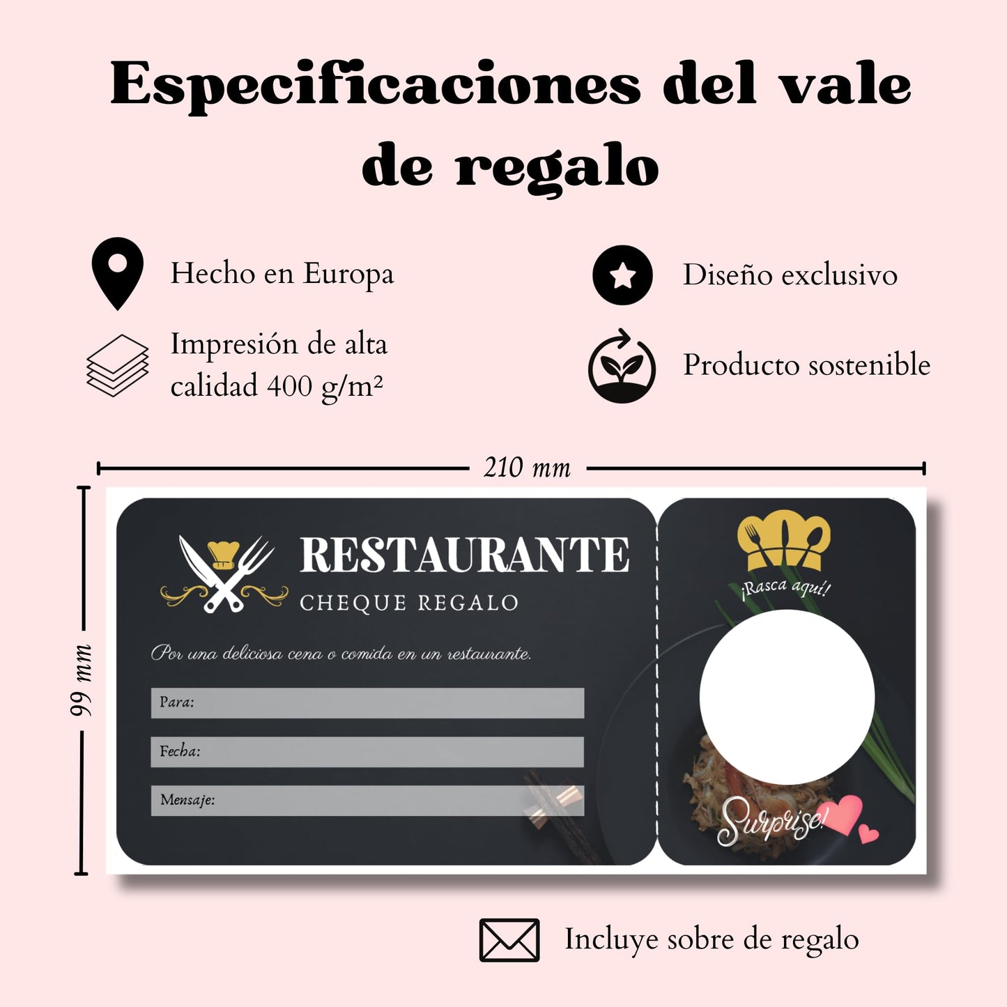 Vale regalo cena – Sabor que no se envuelve