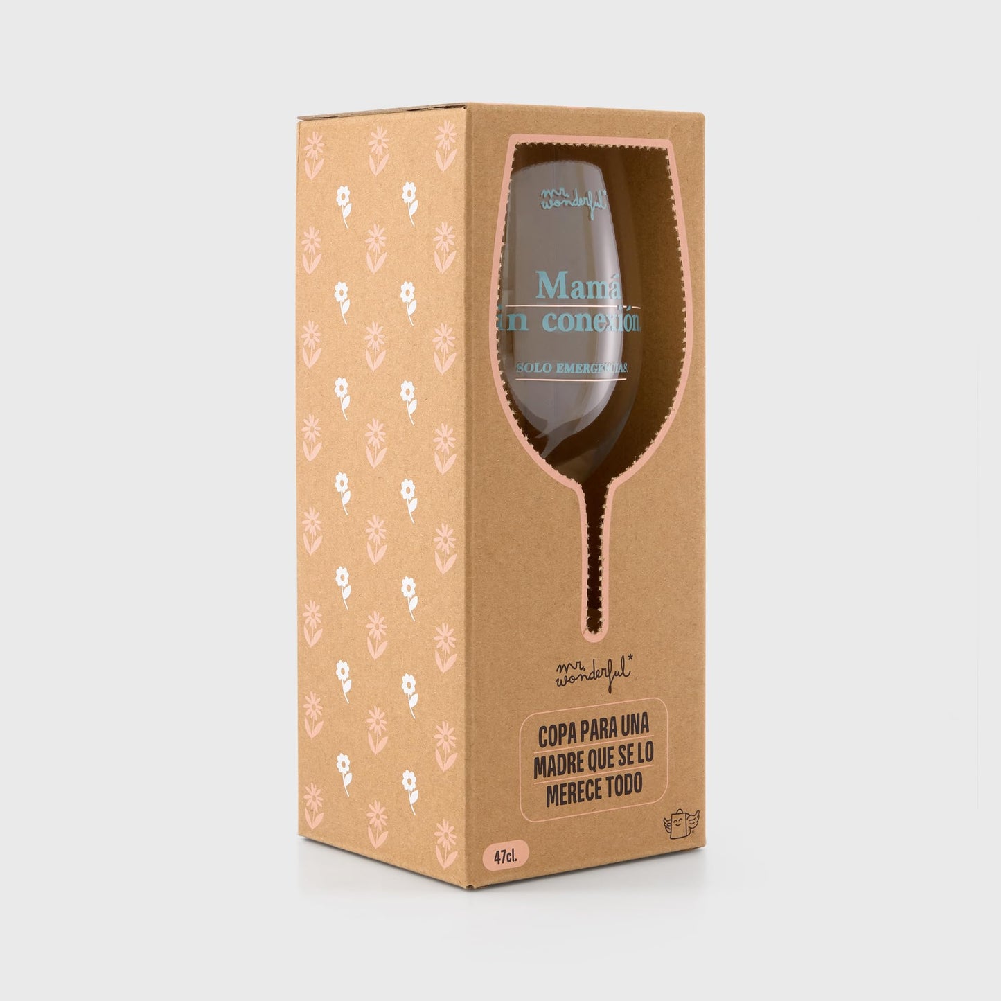 Mr.Wonderful - Copa de vino - Mamá sin conexión, Solo emergencias - Copa de vino de vidrio, con mensaje dirigido a madres - Capacidad: 47 cl - Regalo Día de la Madre
