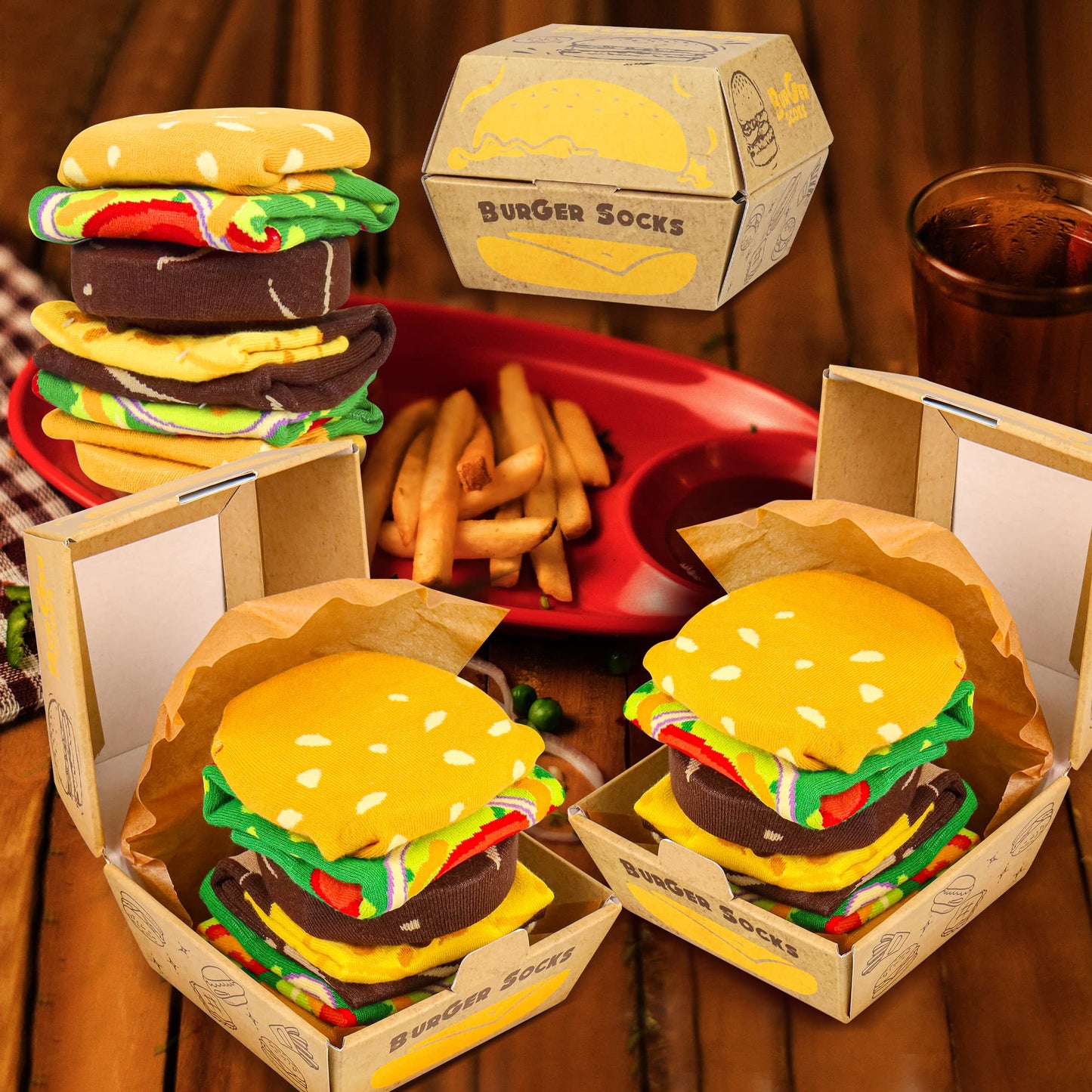 Calcetines hamburguesa box – Para andar con apetito