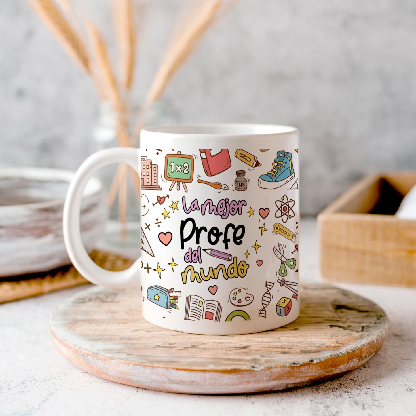 Taza “La mejor profe del mundo” – Café con cariño para tu maestra favorita