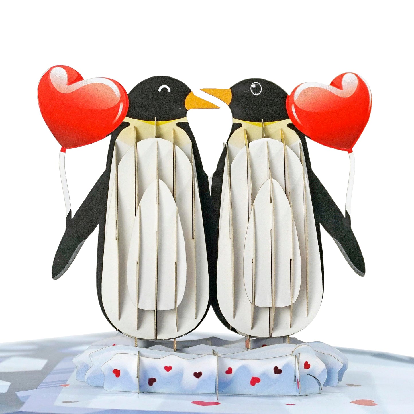 Tarjeta pingüinos 3D – Juntos, incluso en el hielo