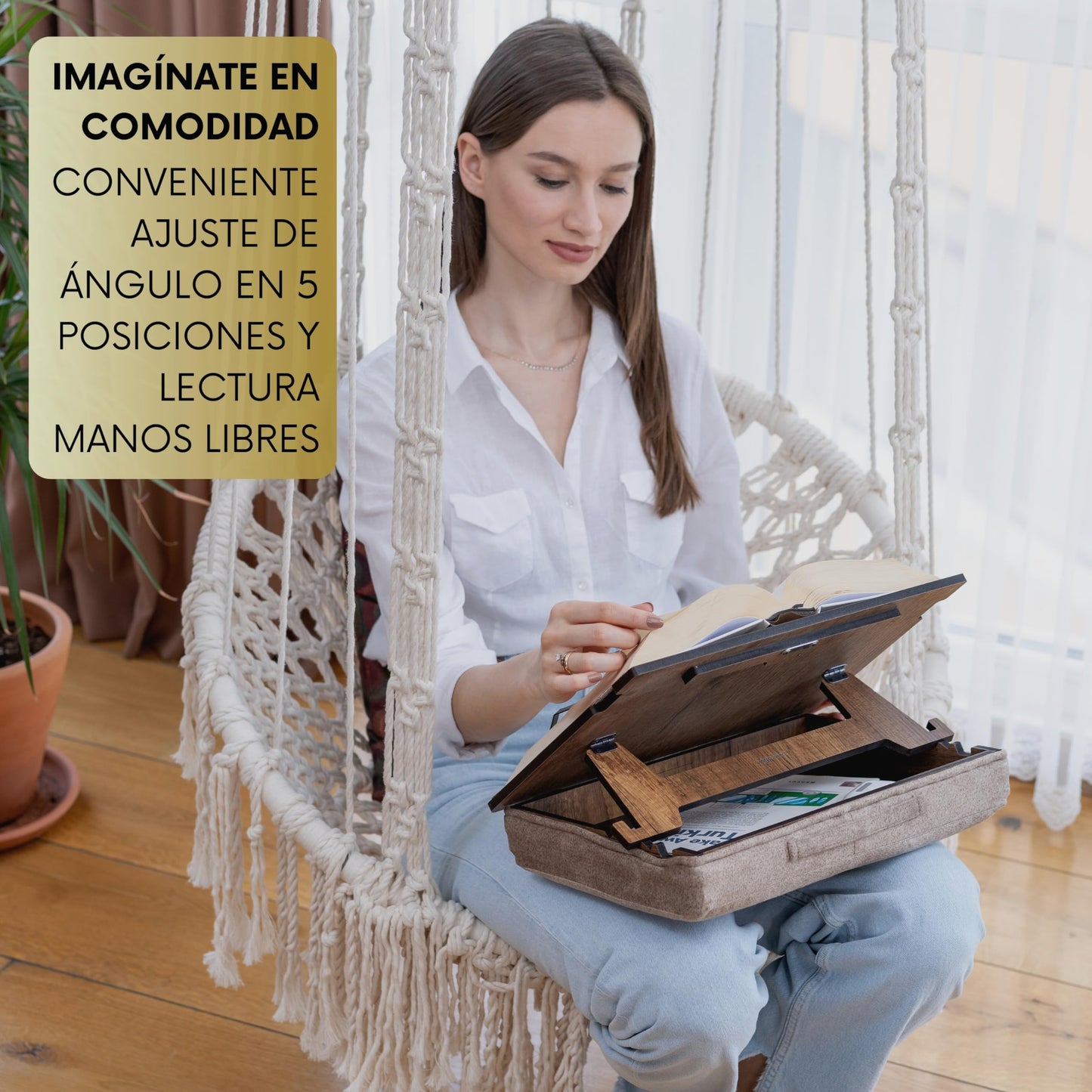 Soporte libros de madera – Lectura en ángulo perfecto
