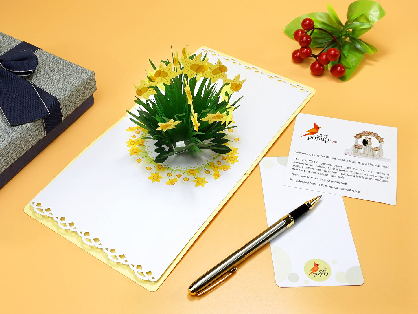 Tarjeta narciso 3D – Delicadeza en tres dimensiones