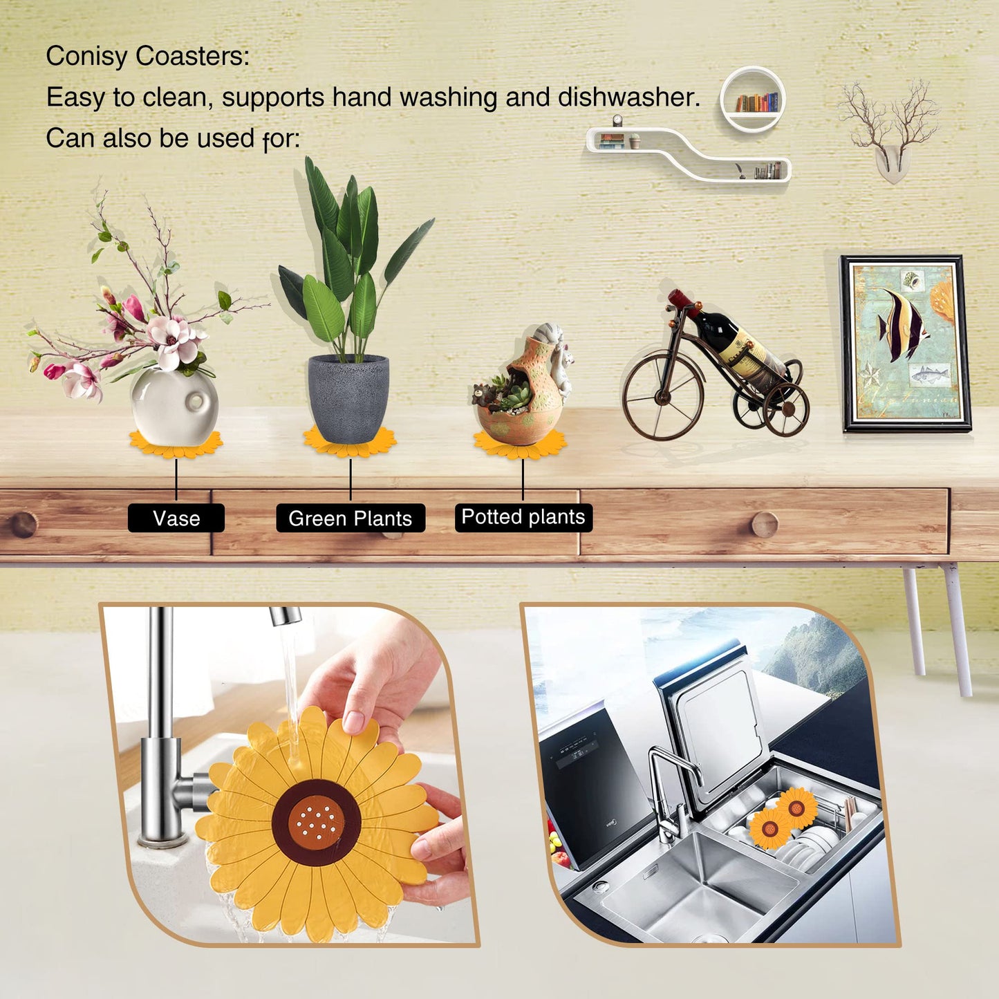 Juego de posavasos girasol – Flores que cuidan tu mesa