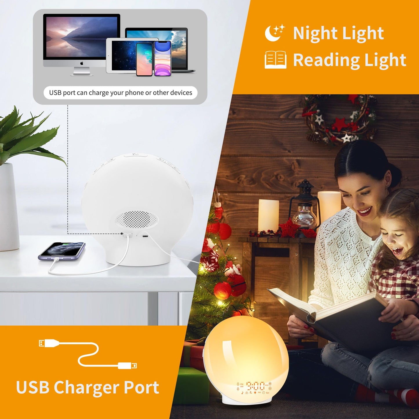 Despertador amanecer LED – Despierta con luz, sonidos y cero estrés