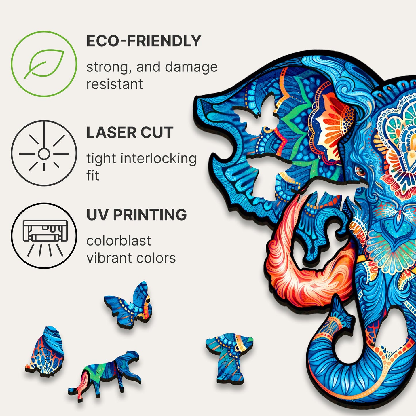Puzzle de madera elefante – Arte salvaje en cada pieza