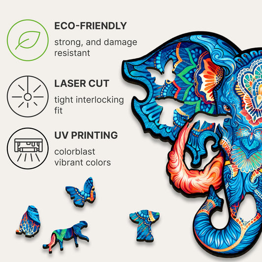 Puzzle de madera elefante – Arte salvaje en cada pieza