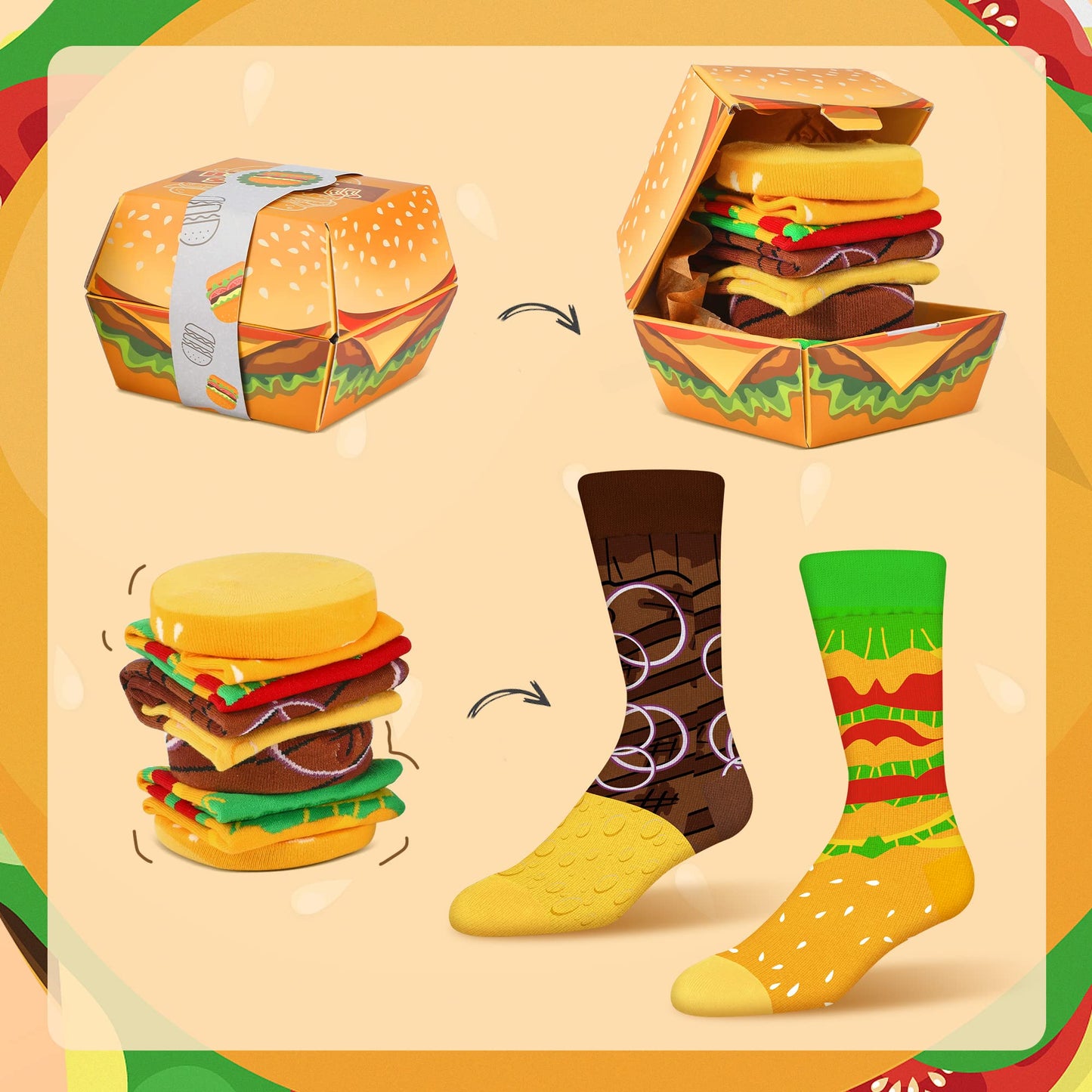 Calcetines hamburguesa – Fast food en tus tobillos