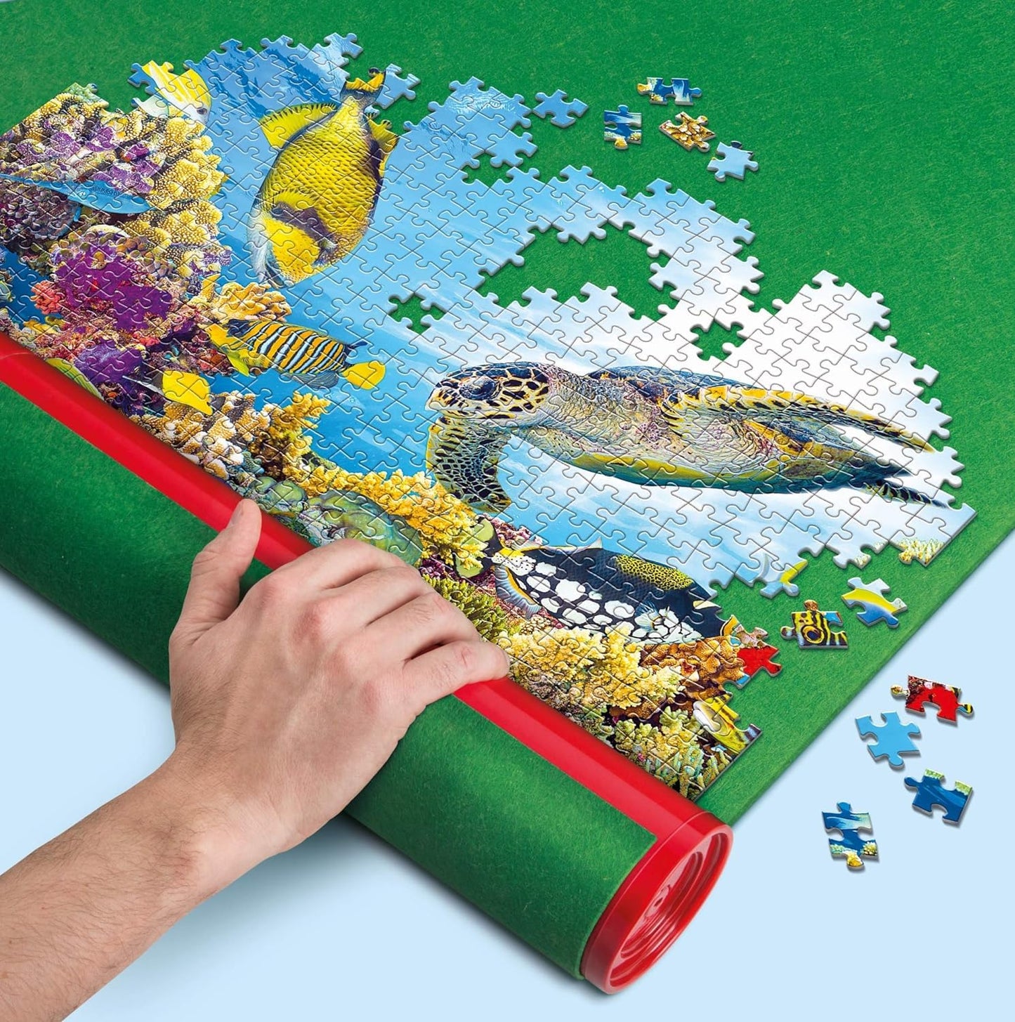 Tapete de puzzles – Verde, enrollable y práctico