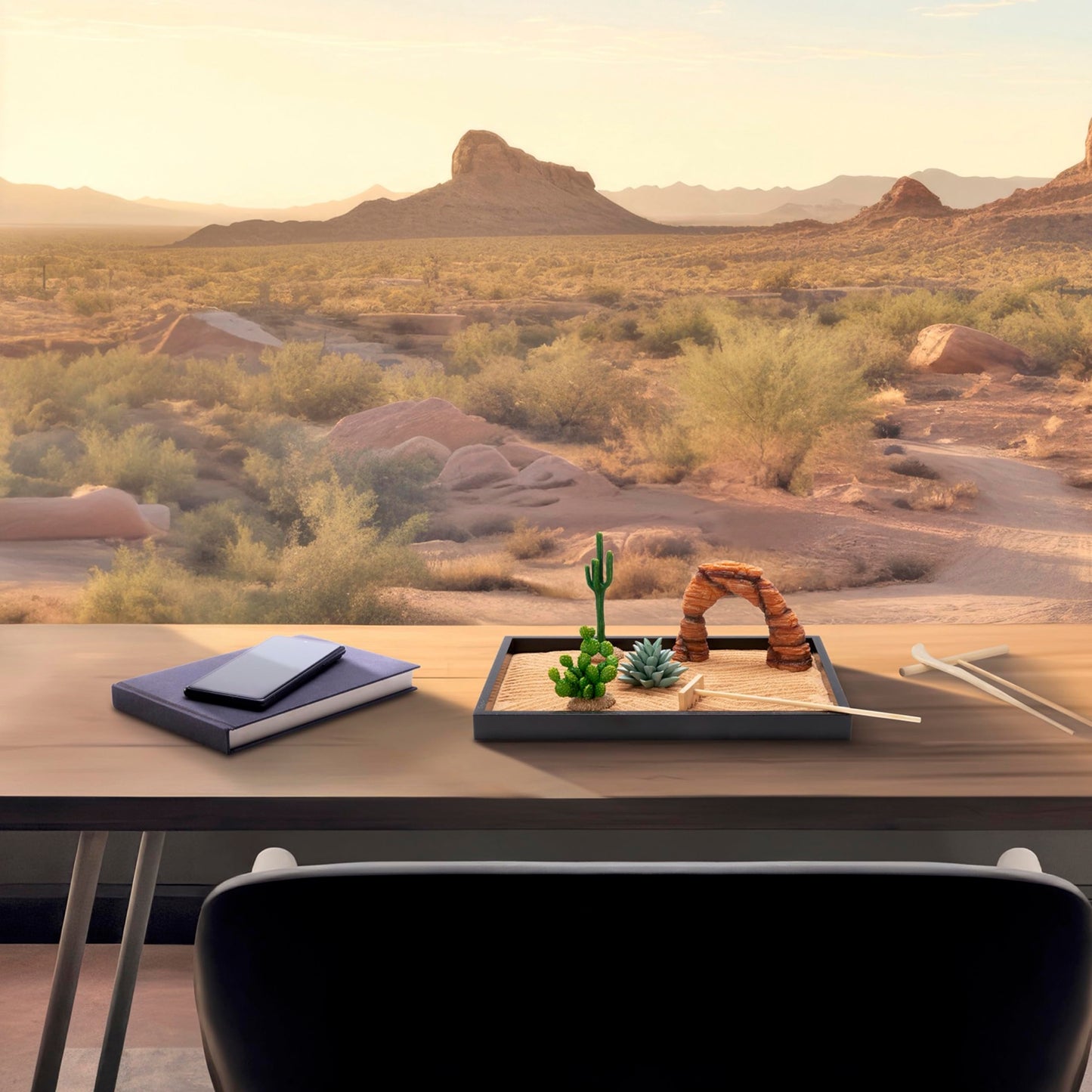Jardín zen del desierto – Relajación en miniatura