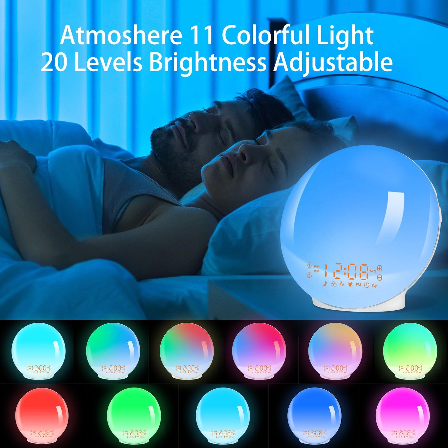 Despertador amanecer LED – Despierta con luz, sonidos y cero estrés