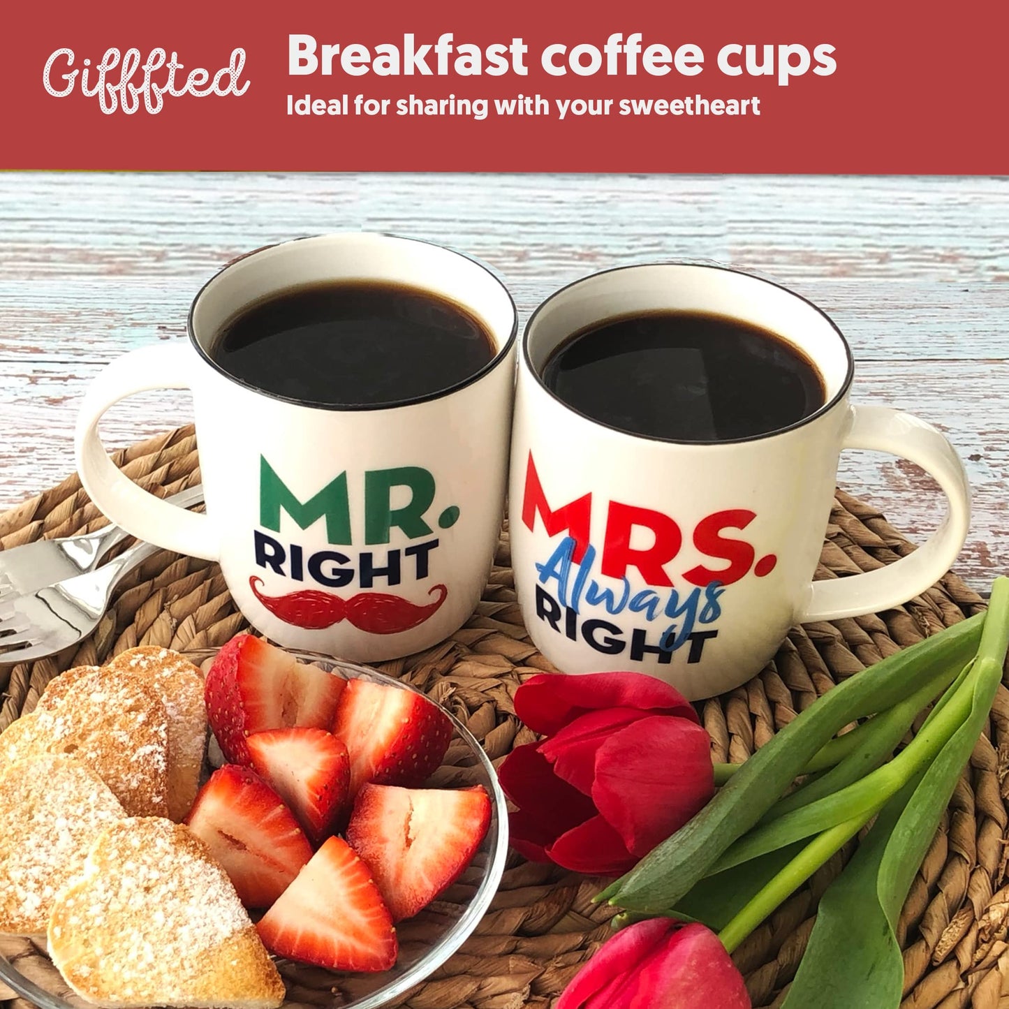Mr Right & Mrs Always Right – Set de tazas de cerámica