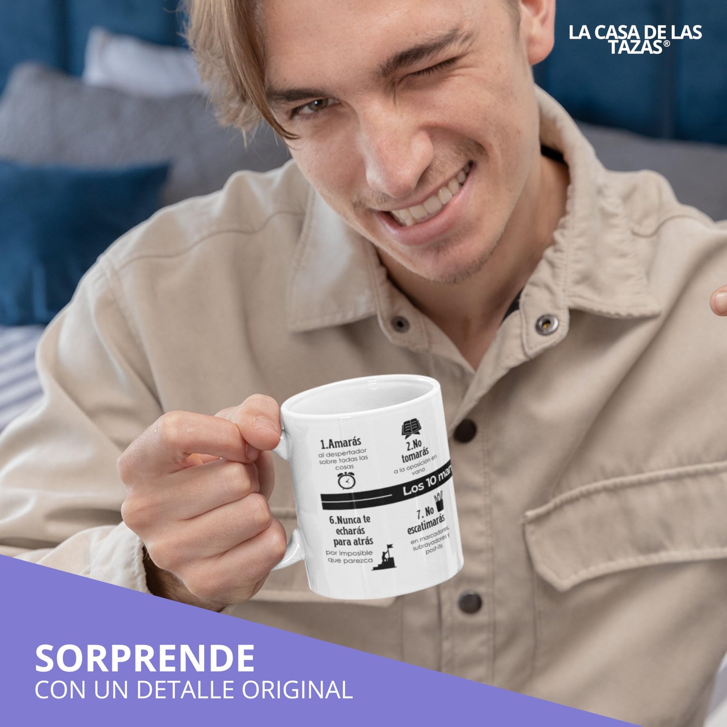 Taza “Mandamientos del Opositor” – Café sagrado para estudiar con fe