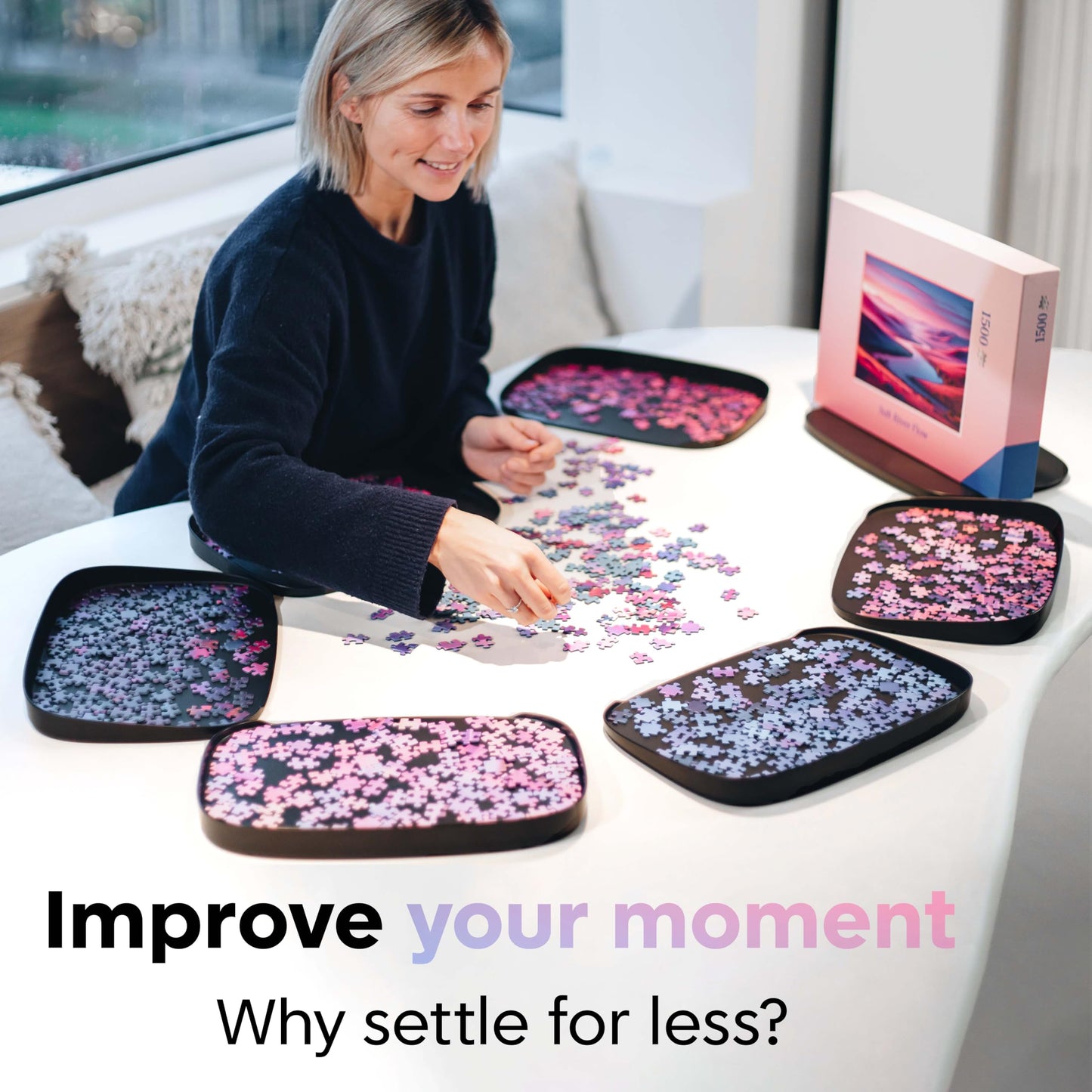 Bandejas apilables para puzzles – Piezas bajo control