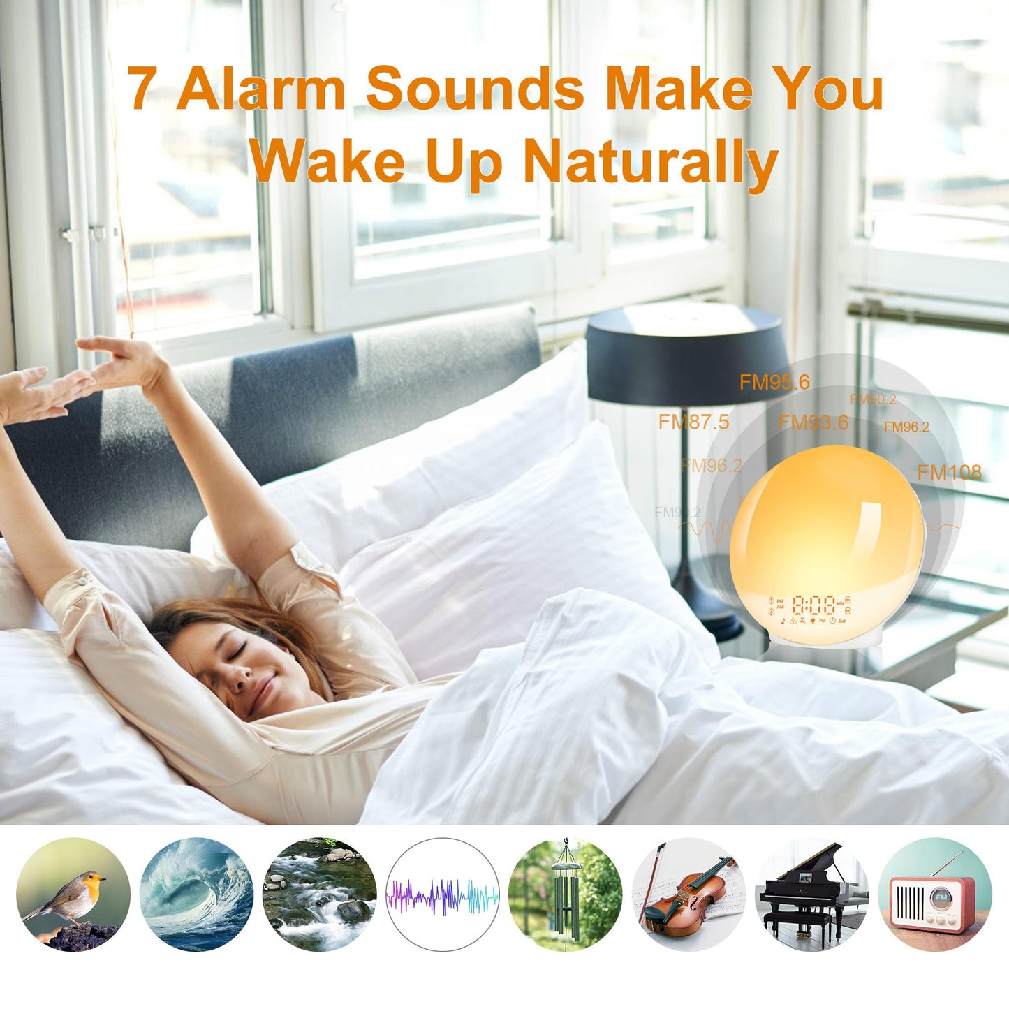 Despertador amanecer LED – Despierta con luz, sonidos y cero estrés