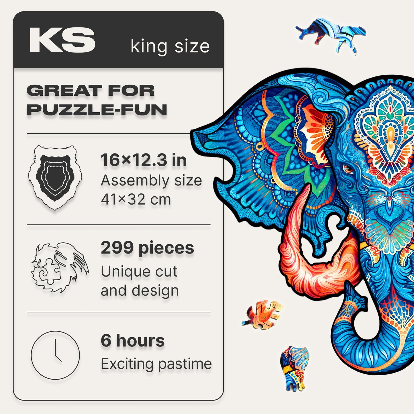 Puzzle de madera elefante – Arte salvaje en cada pieza