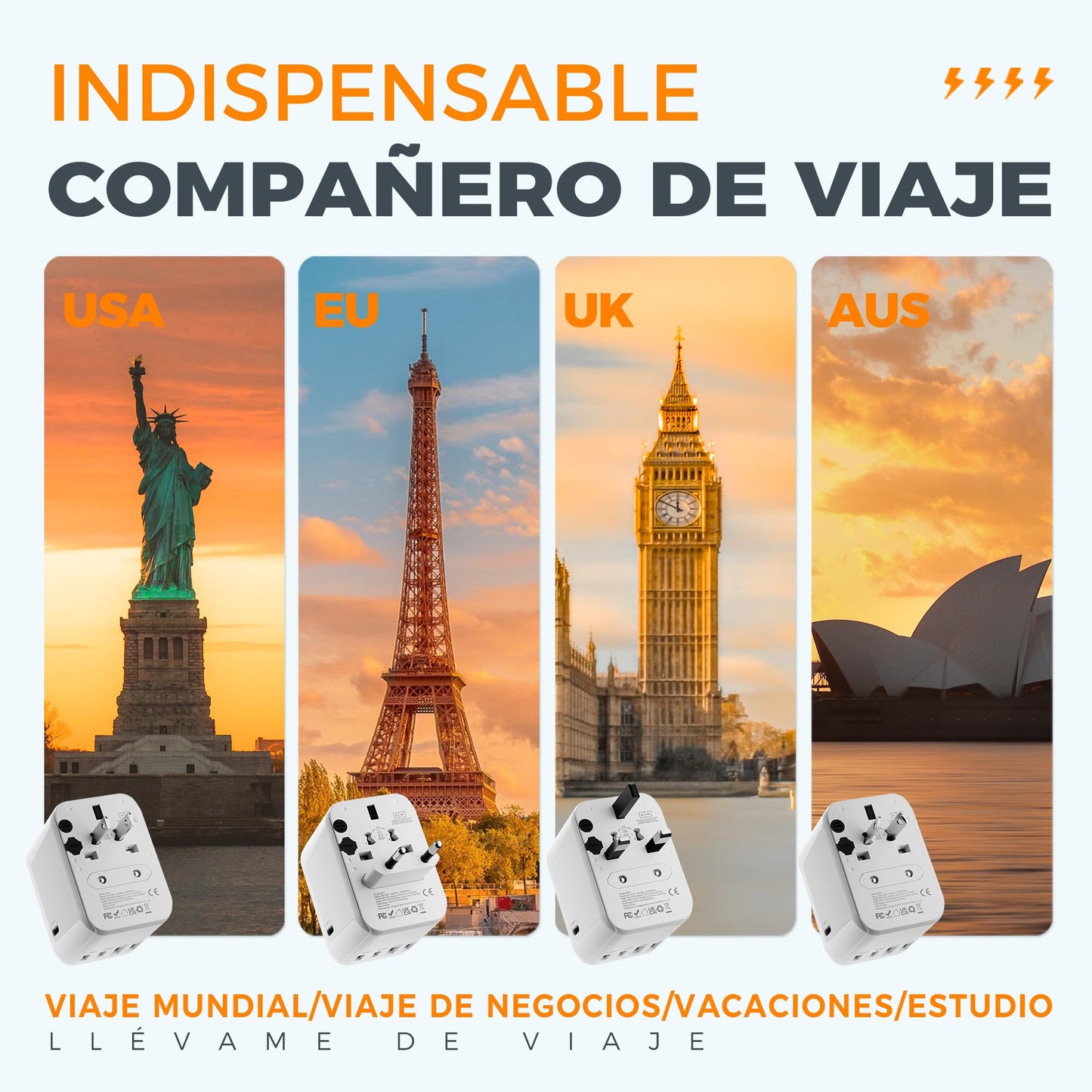 Adaptador universal – Enchufa todo, en cualquier parte