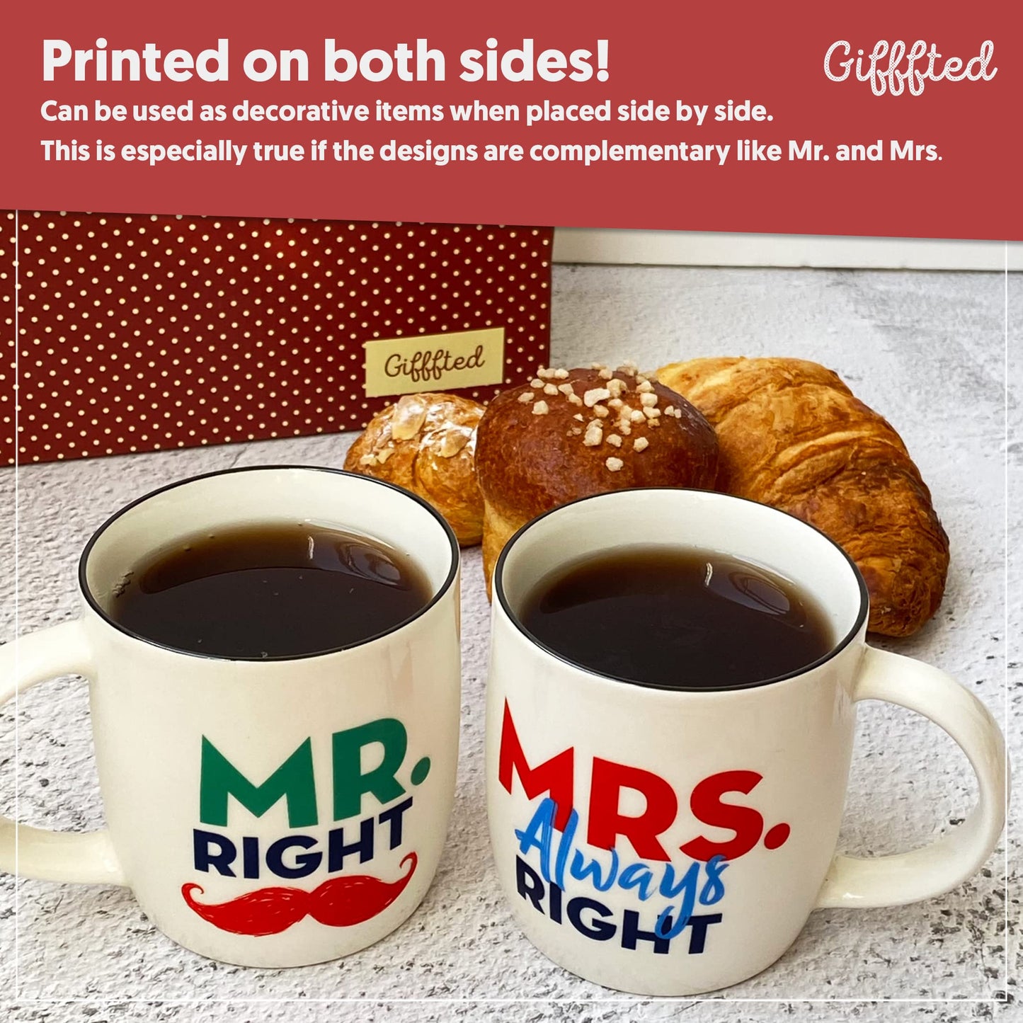 Mr Right & Mrs Always Right – Set de tazas de cerámica